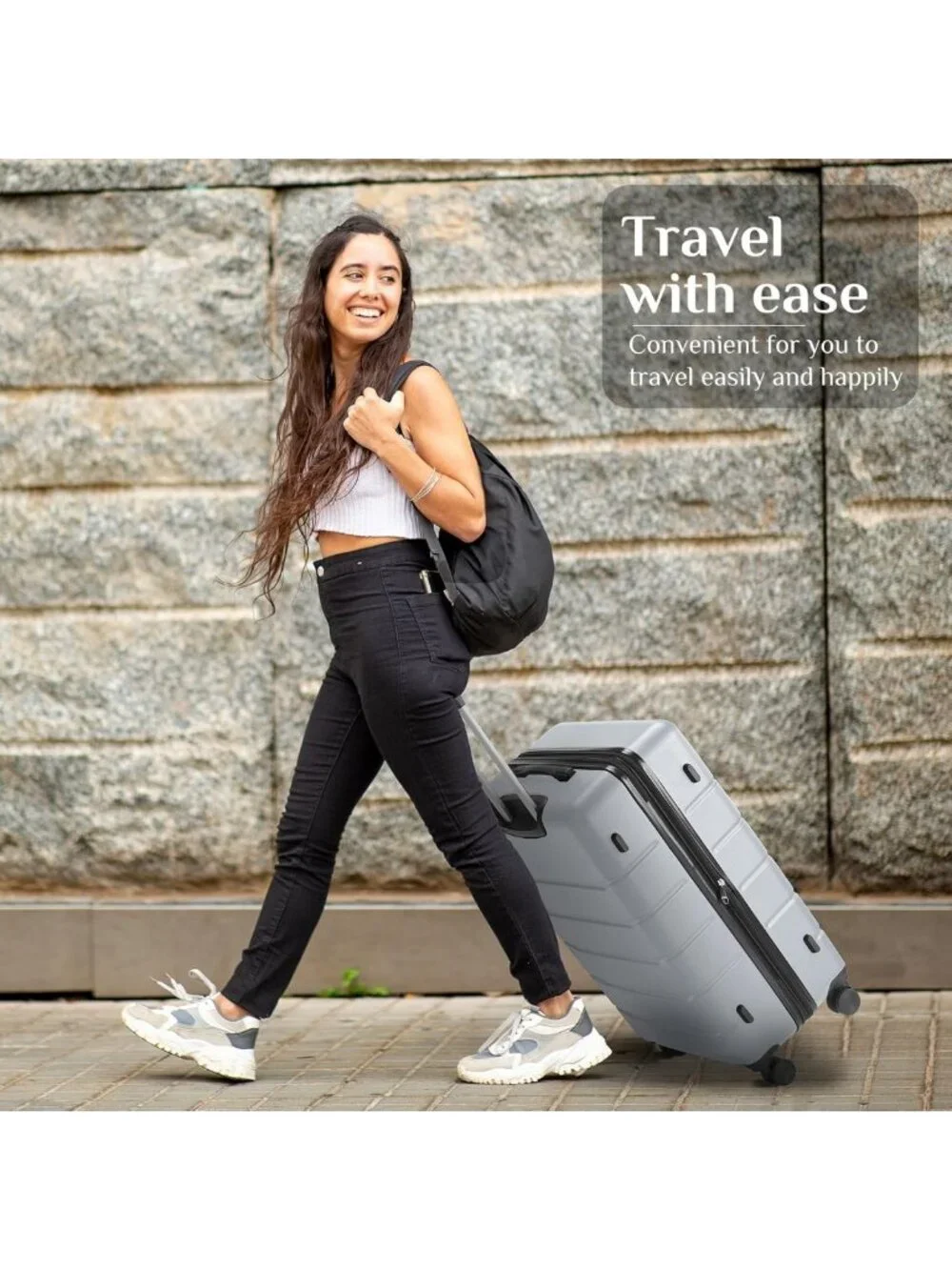 Expandable 24-Inch Checked Luggage with Spinner Wheels - Travel Suitcase